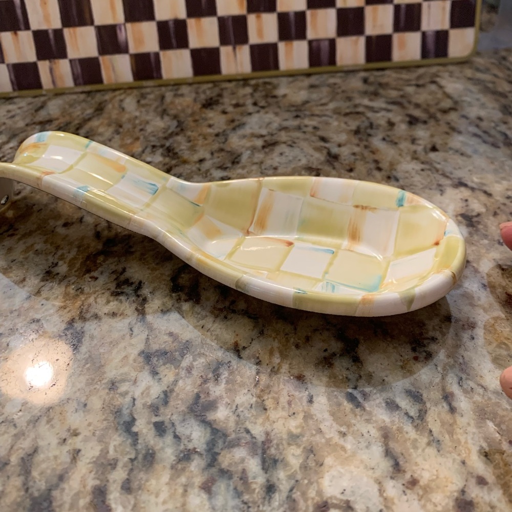 Mackenzie-Childs Parchment Check Spoon Rest - FIRM